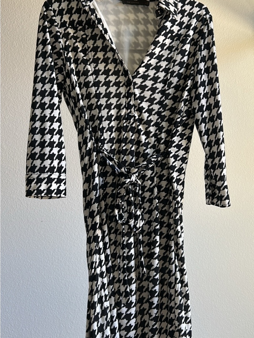 The Limited Black & White Houndstooth Wrap Dress